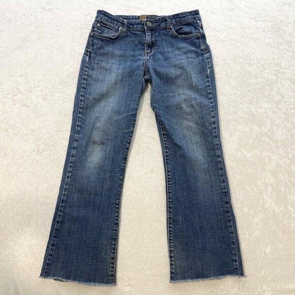 KUT from the Kloth Denim - KUT FROM THE KLOTH Jeans Raw Hem Womens Size 6 Boot Cut Mid Rise Logo Blue Denim